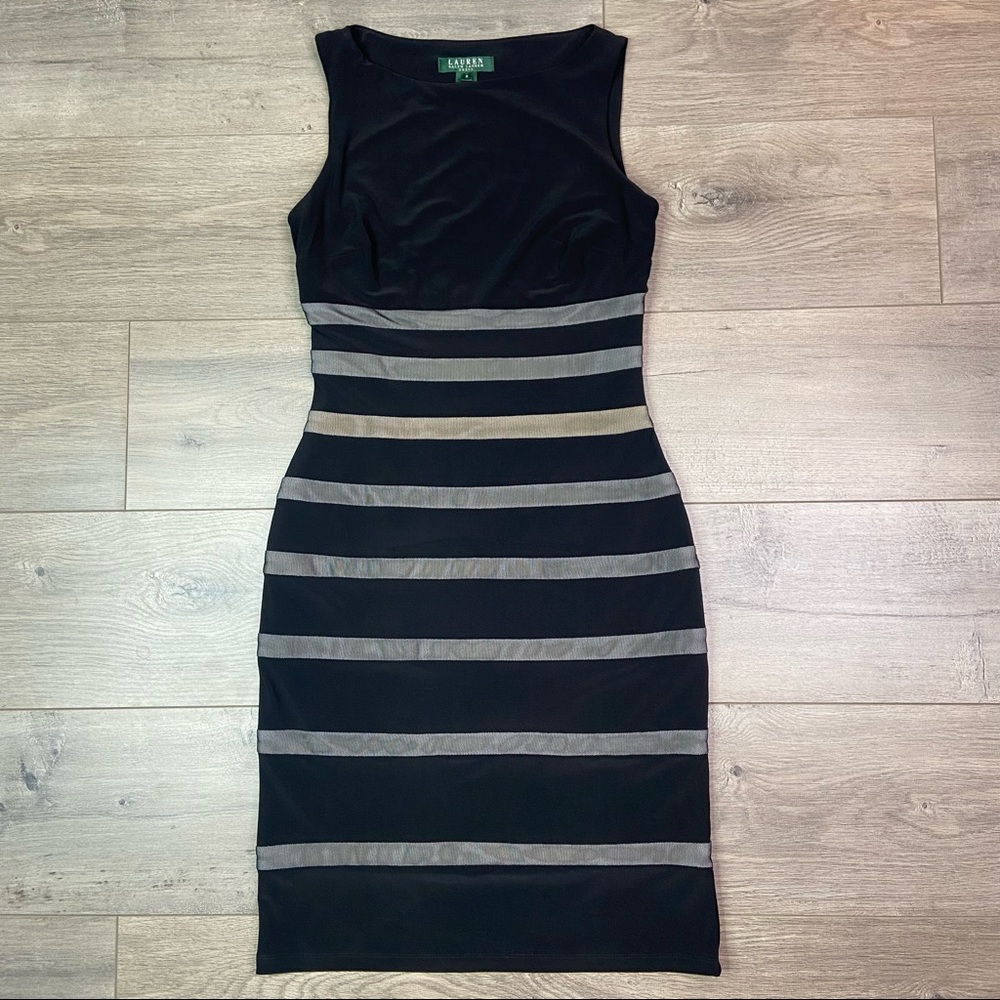 Ralph Lauren Black tan striped Sheath Dress 2